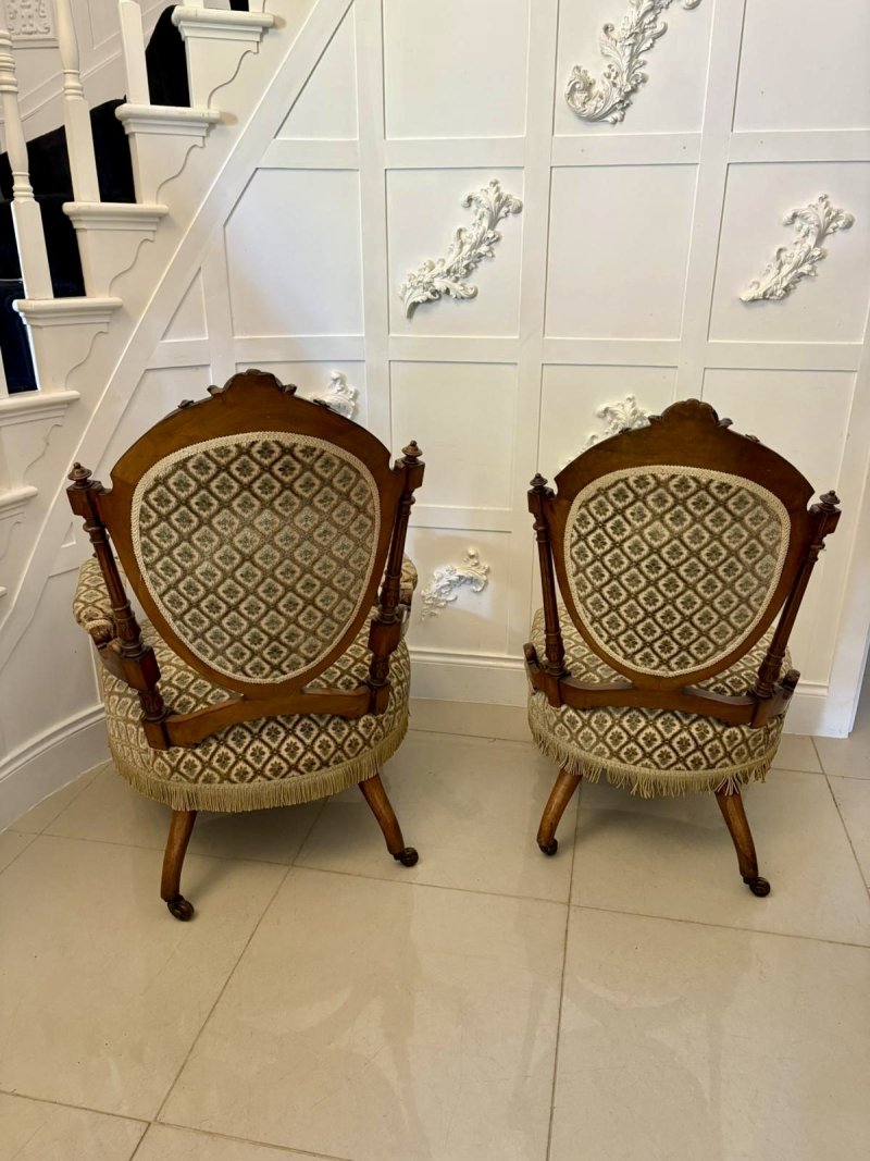 Exhibition Quality Antique Victorian Carved Walnut 9 Piece Suite - Image 7